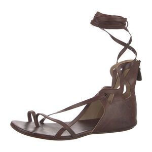 Chanel Interlocking CC Logo Leather Gladiator Sandals 38